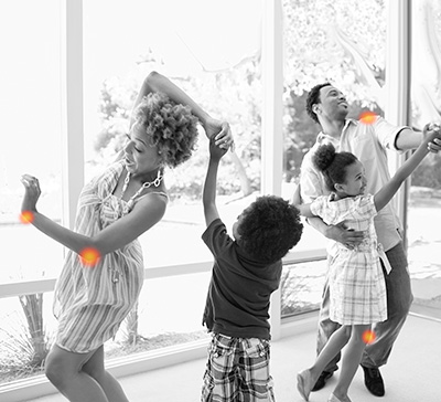 Family Dancing with hot spots for pain