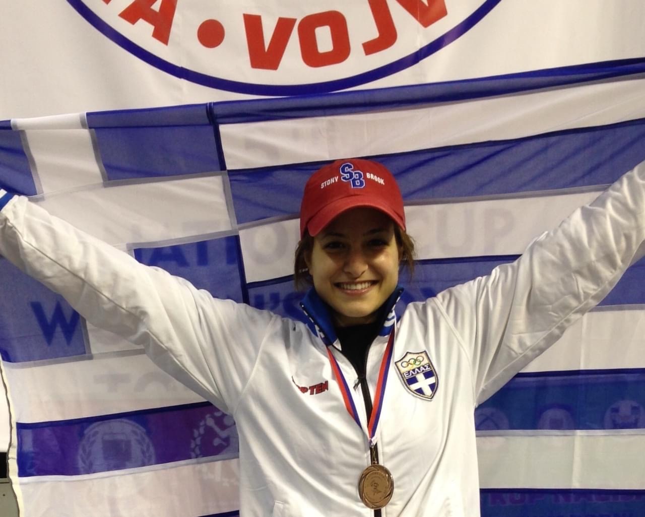 Niki Pita Wearing Her Stony Brook Hat